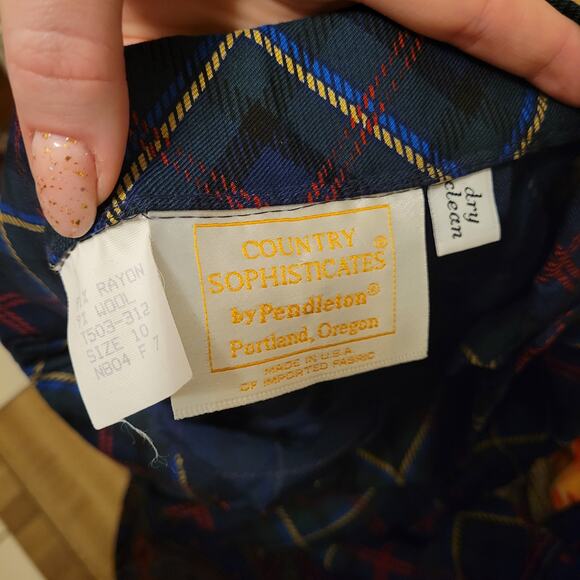 Pendleton Country Sophisticates Deep Green Wool Rayon Skirt Women's 10 Plaid - Picture 10 of 10